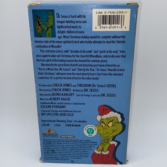 Dr. Seuss How The Grinch Stole Christmas! VHS Animated - Picture 2 of 4